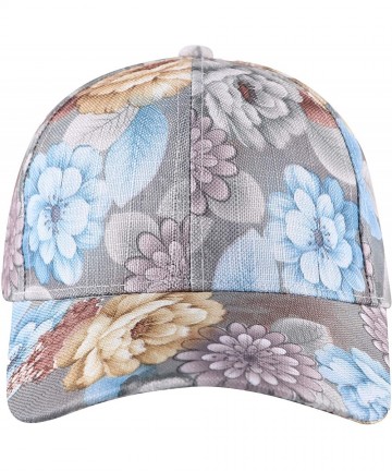 Baseball Caps Womens Fashion Floral Print Baseball Cap Adjustable Strapback Sun Hat - Light Blue - CZ18STOC869 $21.50