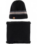 Skullies & Beanies Beanie Neck Warmer Set with Wool Fleece Scarf Gaitor Skull Cap Knit Hat Ski Fall Winter - Black - CR180TXW...