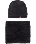 Skullies & Beanies Beanie Neck Warmer Set with Wool Fleece Scarf Gaitor Skull Cap Knit Hat Ski Fall Winter - Black - CR180TXW...