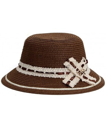 Sun Hats Women Sun Hat Brim Beach Straw Floppy Derby Cap - Sh06-coffee - CC12E4JX9UH $18.87
