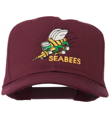 Baseball Caps Navy Seabees Symbol Embroidered Cap - Maroon - CL11QLM4PEF $35.72