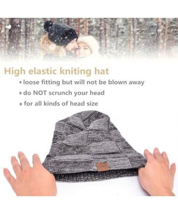 Skullies & Beanies Slouchy Winter Beanie Hat for Men- Warm Knit Wool Baggy Skull Beanie Cap - A02-2pack-black&gray - CO18XHL9...