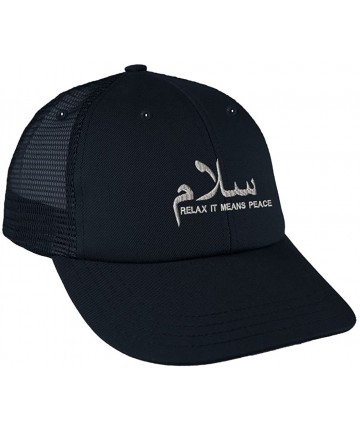 Baseball Caps Arabic Peace Salam Relax Funny Sewed Low Crown Mesh Golf Snapback Hat Navy - CD185DSG753 $31.30