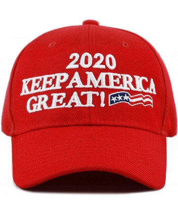 Baseball Caps Trump 2020 Keep America Great 3D Embroidery American Flag Baseball Cap - 018 Red - CN18WN03RUG $16.66