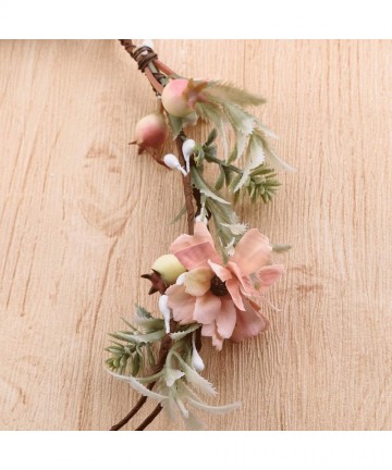 Headbands Boho Flower Headband Hair Wreath Floral Garland Crown Halo Headpiece with Ribbon Wedding Festival Party - f-1 - C01...