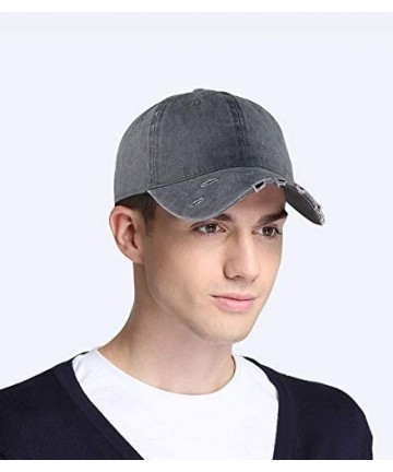 Baseball Caps Unisex Classic Plain Baseball Cap Adjustable Unstructured 6 Panel Dad Hats - A-chic Ripped-grey New-m/L - CN18E...
