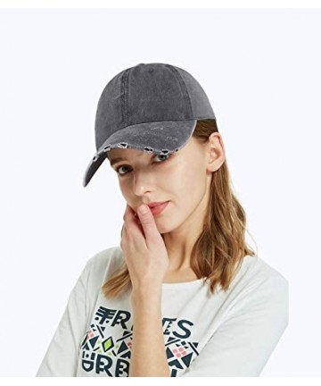 Baseball Caps Unisex Classic Plain Baseball Cap Adjustable Unstructured 6 Panel Dad Hats - A-chic Ripped-grey New-m/L - CN18E...