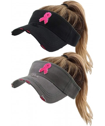 Visors Womens Baseball Cap High Ponytail Bun Half Visor Adjustable Athletic Hat - C718SMWLSKU $62.71