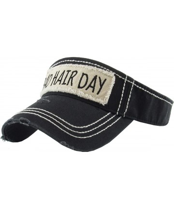 Baseball Caps Womens Baseball Cap High Ponytail Bun Half Visor Adjustable Athletic Hat - Bad Hair Day - Black - CD18DITRWM8 $...