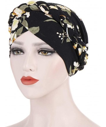 Skullies & Beanies Muslim Turban Caps for Women-Colorful Floral Printed One Plait Elegant Stretch Turban Head Wrap for Cancer...