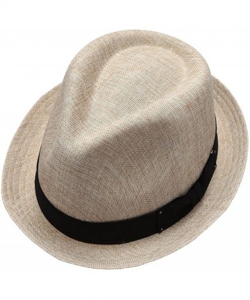 Fedoras Men's Summer Lightweight Linen Fedora Hat - A Natural - C512GW4A6RF $23.92