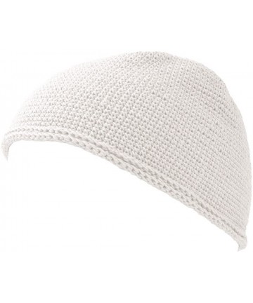 Skullies & Beanies Kufi Hat Mens Beanie - Cap for Men Cotton Hand Made 2 Sizes by Casualbox - White - CK180WHI9D3 $22.93
