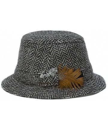 Newsboy Caps Men's Donegal Tweed Original Irish Walking Hat - Gray Herringbone - CC18C5E7LZM $61.59