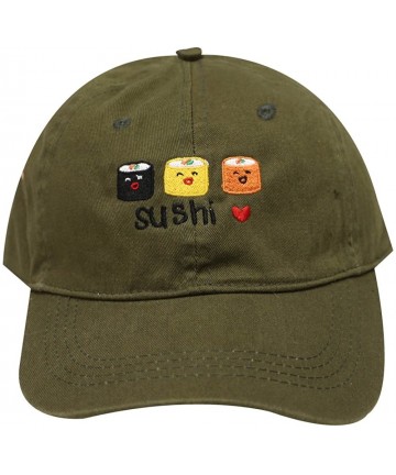 Baseball Caps Sushi Love Cotton Baseball Dad Caps - Olive Green - CN17X3MIK2O $17.93