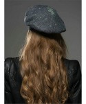 Berets Women's Winter Rex Rabbit Fur Beret Hat with Fur Flower - Wool-deep Grey - CX18L7HIDCQ $16.68