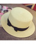 Sun Hats Unisex Trilby Gangster Cap Beach Sun Straw Hat Bow Tie Band Sun hat Beach Fishing Hat - White - CJ18U8OUL0U $15.92