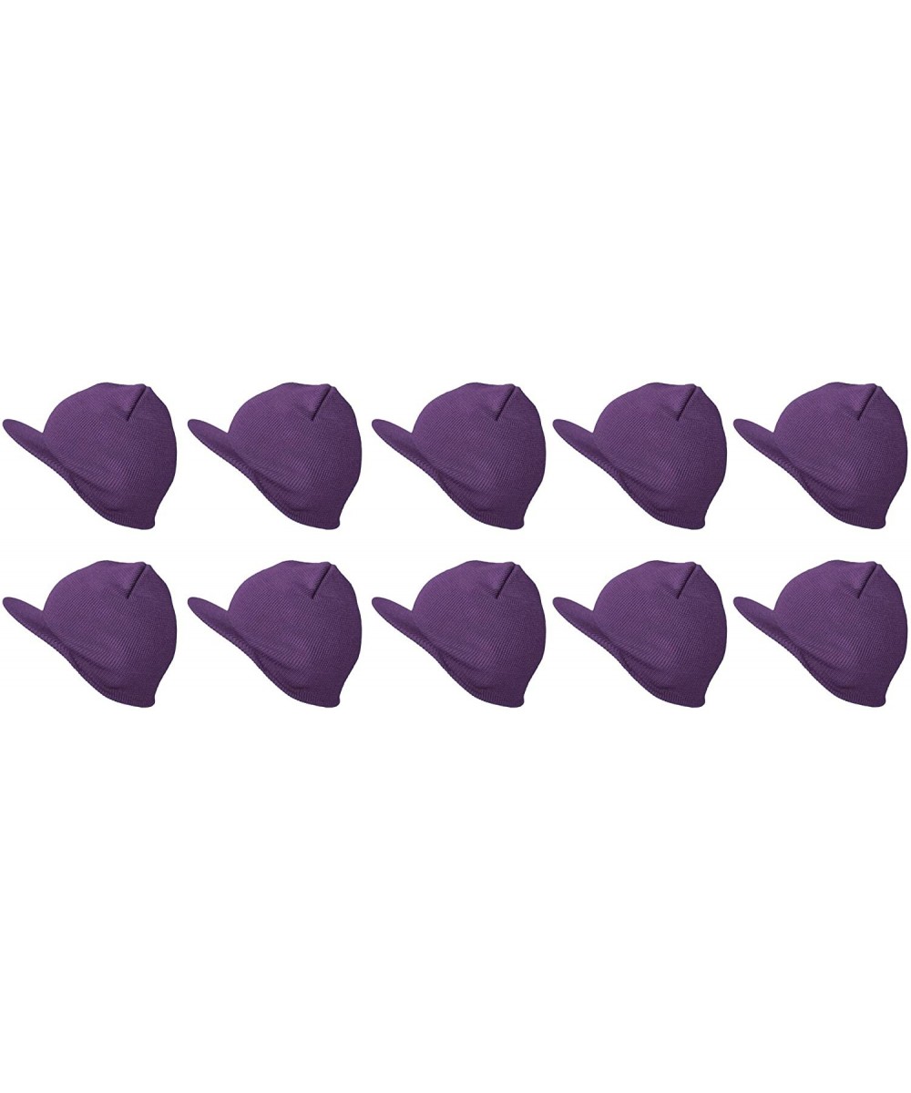 Skullies & Beanies Cuffless Beanie Visor 10 Piece Pack - Purple - C217Z2RLYMX $30.43