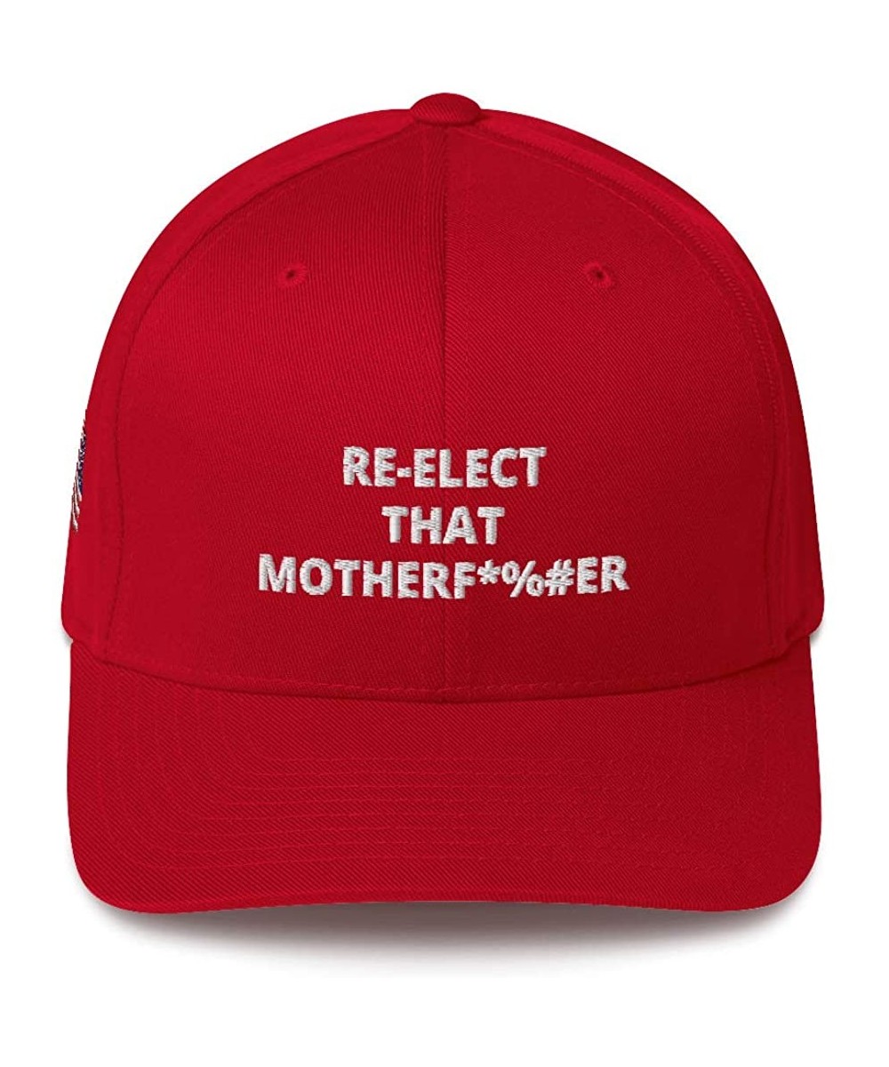 Baseball Caps reelect That mfer hat Structured Twill Cap - Red - CN18AO8AHRR $31.97
