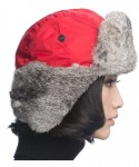 Bomber Hats Aviator Hat with Grey Rabbit Fur - Scarlet With Grey Rabbit Fur - C3120I2KP5L $42.35