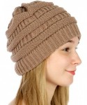 Skullies & Beanies USA Trendy Warm Chunky Soft Stretch Cable Knit Slouchy Beanie - Taupe - C417YCSE67X $13.22