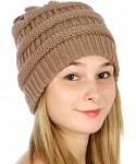 Skullies & Beanies USA Trendy Warm Chunky Soft Stretch Cable Knit Slouchy Beanie - Taupe - C417YCSE67X $13.22