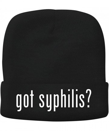 Skullies & Beanies got Syphilis? - Adult Comfortable Fleece Lined Beanie - Black - C718NZ0T2UM $30.32