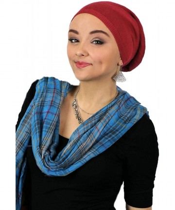 Skullies & Beanies Womens Hat Slouchy Beanie Chemo Headwear Ladies Knit Snood Cancer Cap Head Coverings Covi - Red - C418Z8OQ...