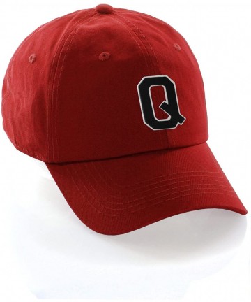 Baseball Caps Customized Letter Intial Baseball Hat A to Z Team Colors- Red Cap White Black - Letter Q - CW18ET7UXAA $20.23