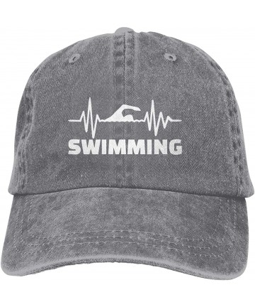 Baseball Caps Unisex Baseball Cap Denim Fabric Hat Heartbeat Swimmer Adjustable Snapback Cricket Cap - Gray - C218S8N67RS $21.81