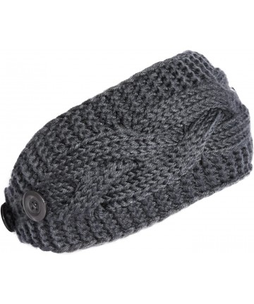 Cold Weather Headbands Plain Adjustable Winter Cable Knit Headband - Charcoal - CP1293W8OOB $14.33