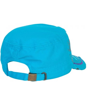 Baseball Caps Sports Mom Distressed Adjustable Cadet Cap - Turquoise - Cheer Mom - CO17WWCSO4Q $18.82