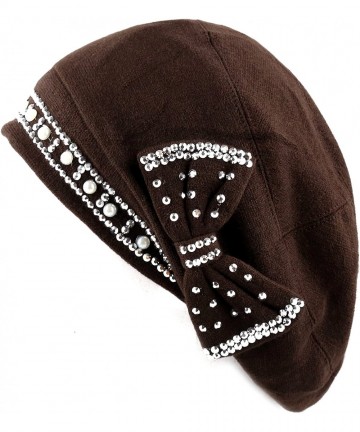 Skullies & Beanies Women's Handmade Warm Baggy Fleece Lined Slouch Beanie Hat - 1. Ribbon1 - Brown - CU126IAHGPN $17.17