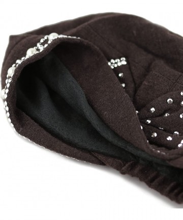 Skullies & Beanies Women's Handmade Warm Baggy Fleece Lined Slouch Beanie Hat - 1. Ribbon1 - Brown - CU126IAHGPN $17.17