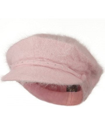 Newsboy Caps Rhinestones Angora Newsboy Hat - Pink W16S61C - CH110J666M3 $57.21
