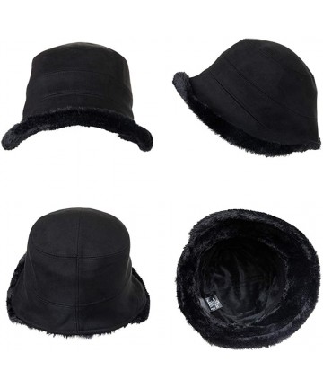 Bucket Hats Ladies Wool Cloche Hats Winter Bucket Hat 1920s Vintage Derby Hat Foldable - 00088_black - CV192DW3AD4 $23.17