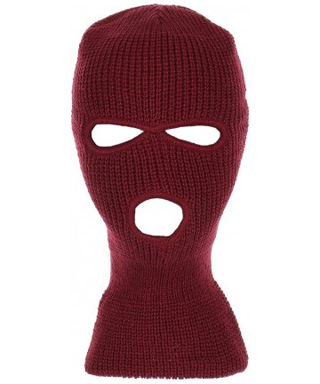 Balaclavas Knitted 3-Hole Full Face Cover Ski Mask - Burgundy - C418LY7SX03 $12.71