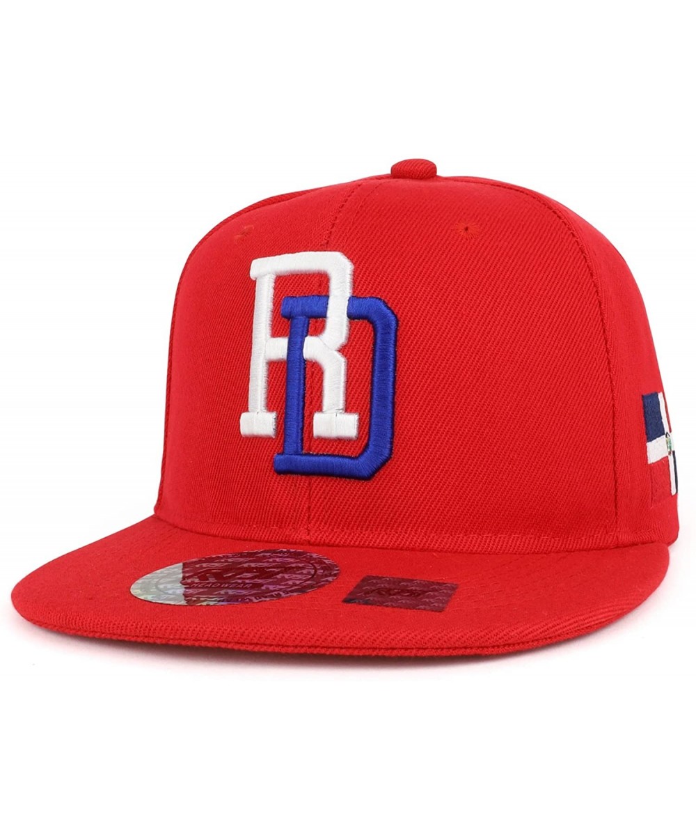 Baseball Caps Dominican Republic 3D Embroidered Flatbill Snapback Cap Flag - Red Red - C918CD7AXSE $20.24