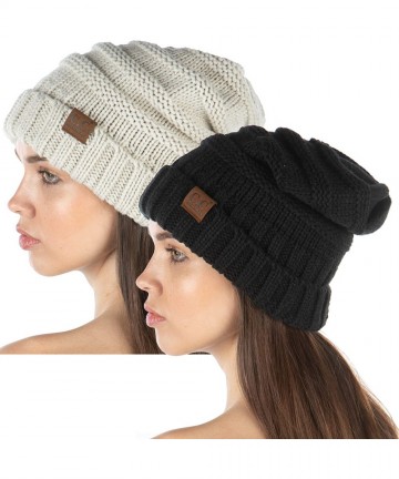 Skullies & Beanies Exclusives Womens Beanie Oversized Slouchy Hat Ribbed Knit Warm Cap - CI18YUS0DTR $23.57