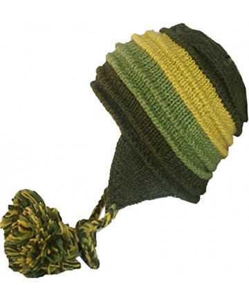 Skullies & Beanies Assorted Wool Knitted Beanie Fashionable Fleece-Lined Earflap Hat Cold Weather Mountaineering Ski - Green ...