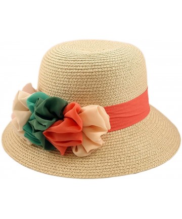 Sun Hats Deluxe Flower Straw Sun Hat - Different Colors & Bands Available - Natural - CP11DSBPS7F $13.02