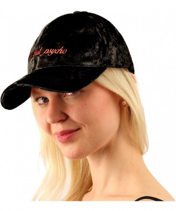 Baseball Caps Everyday Cute- but Psycho Soft Velvet Baseball Sun Visor Solid Cap Dad Hat Blk - CX182IZDSMO $11.67