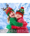 Skullies & Beanies Light Up Hat Beanie LED Ugly Xmas Party Beanie Cap Flashing Christmas Hat Knitted Cap for Women Kids - CZ1...