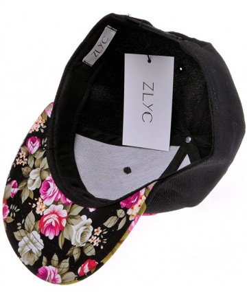 Baseball Caps Unisex Adjustable Baseball Cap Word Embroidered Floral Flat Bill Snapback Hat - Fancy (Hot Pink) - CJ11O2IYXCJ ...