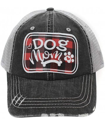 Baseball Caps Dog Mom Trucker Hat Cap Buffalo Plaid Black - CK18AXOX4M9 $15.14