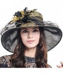 Sun Hats Women Organza Church Dress Kentucky Derby Fascinator Tea Party Wedding Hat - Feather Gold - CL11X5YM5YT $36.29