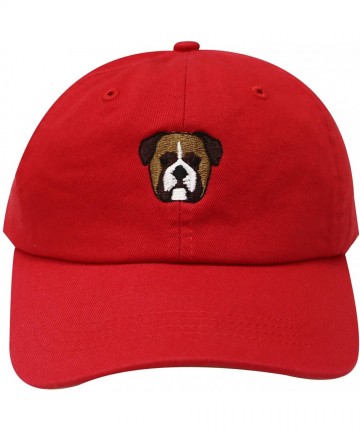 Baseball Caps Bulldog Small Embroidered Cotton Baseball Cap - Big Dog Red - CW12KKW4C2L $17.35