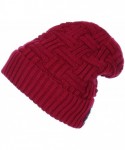 Skullies & Beanies Trendy Warm Ribbed Beanie Thick Slouchy Stretch Cable Knit Hat Soft Unisex Solid Skull Cap - Burgandy - C7...
