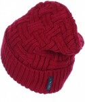 Skullies & Beanies Trendy Warm Ribbed Beanie Thick Slouchy Stretch Cable Knit Hat Soft Unisex Solid Skull Cap - Burgandy - C7...