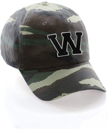 Baseball Caps Customized Letter Intial Baseball Hat A to Z Team Colors- Camo Cap White Black - Letter W - CI18NDNWZAD $18.36