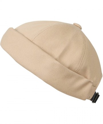 Skullies & Beanies Solid Color Cotton Short Beanie Strap Back Casual Cap Soft Hat - Beige - CG188Q24605 $33.31